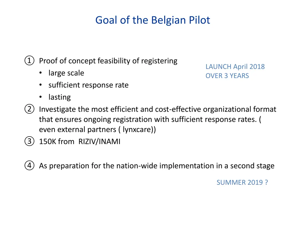 goal of the belgian pilot