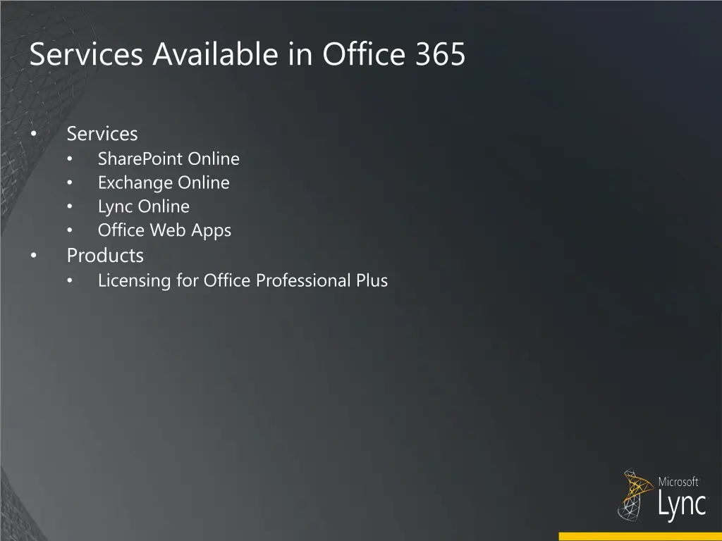 services available in office 365