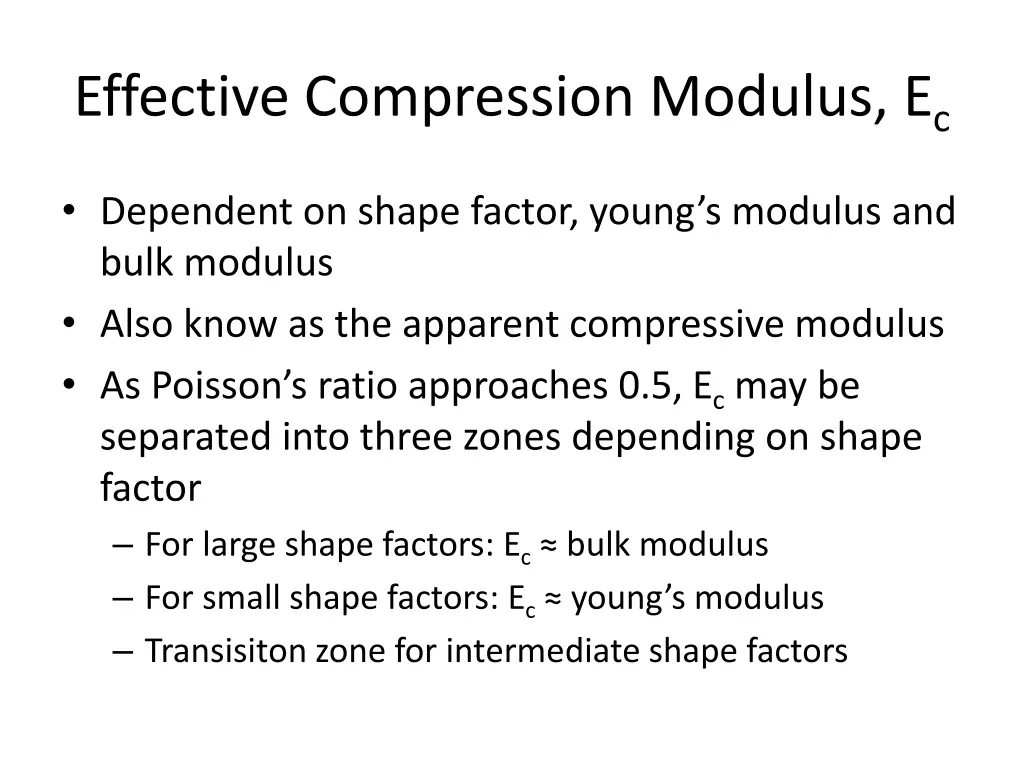 effective compression modulus e c