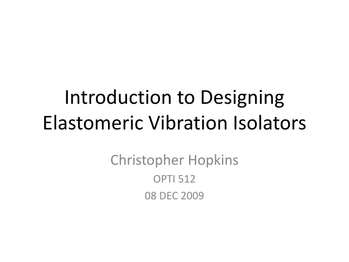 introduction to designing elastomeric vibration