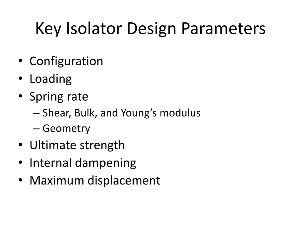 key isolator design parameters