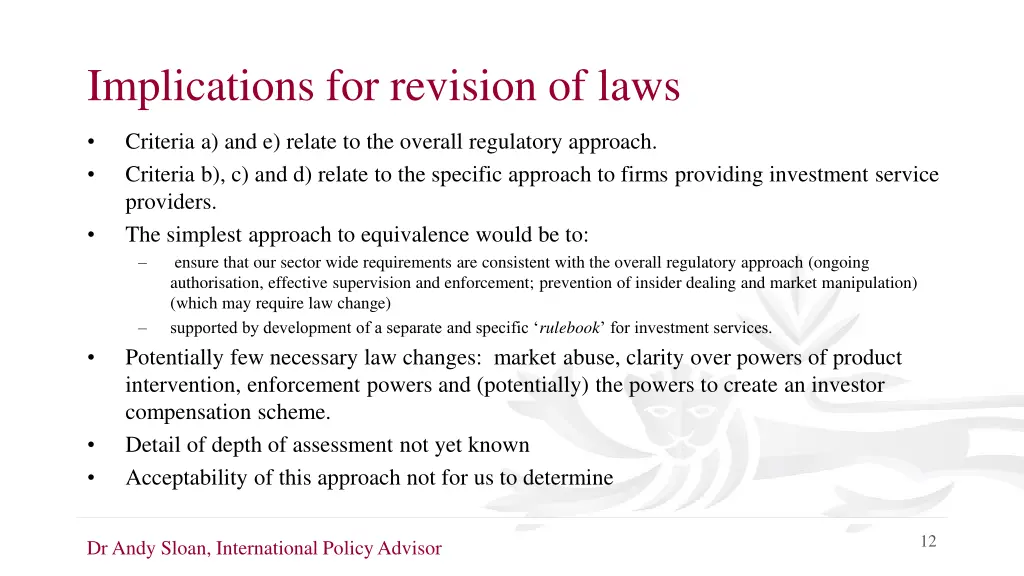 implications for revision of laws