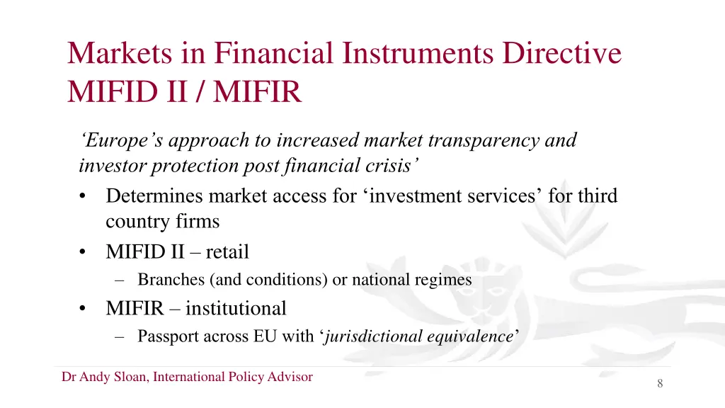 markets in financial instruments directive mifid