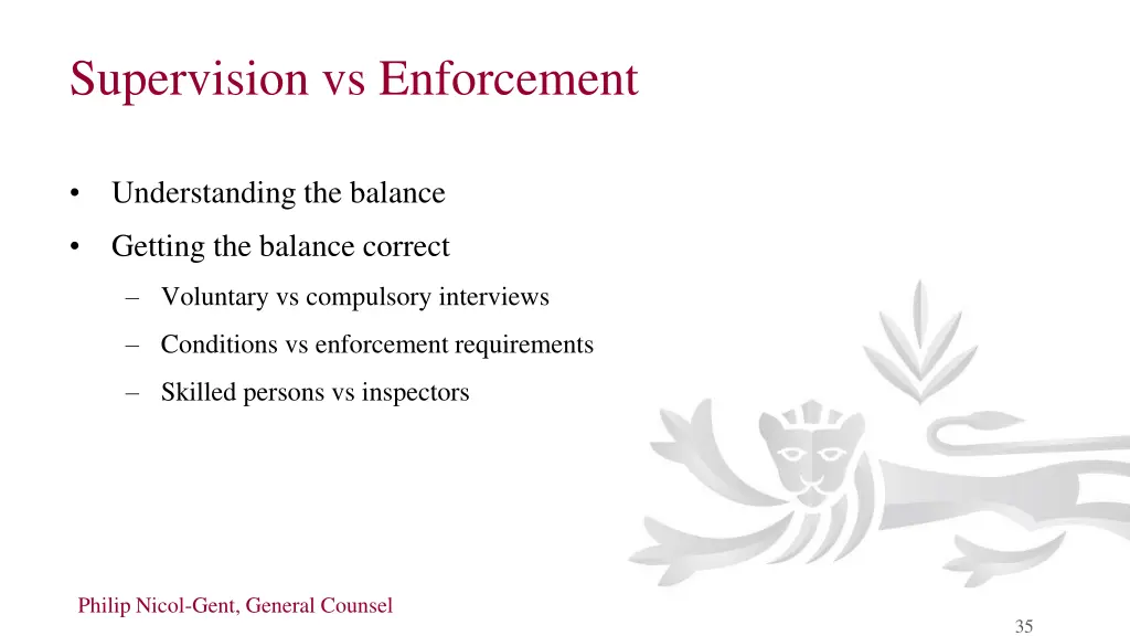 supervision vs enforcement