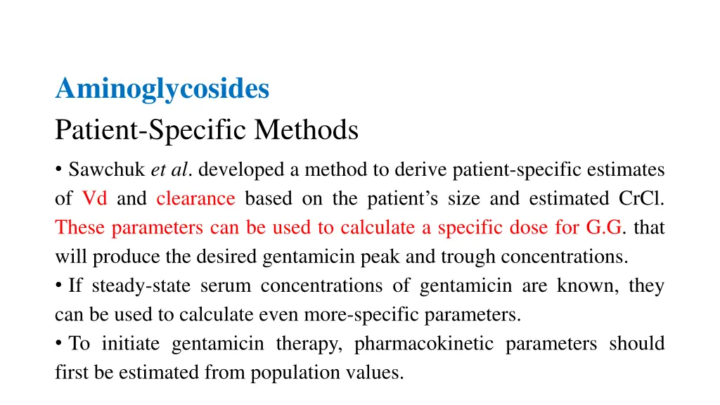 aminoglycosides patient specific methods