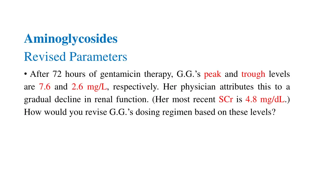 aminoglycosides revised parameters