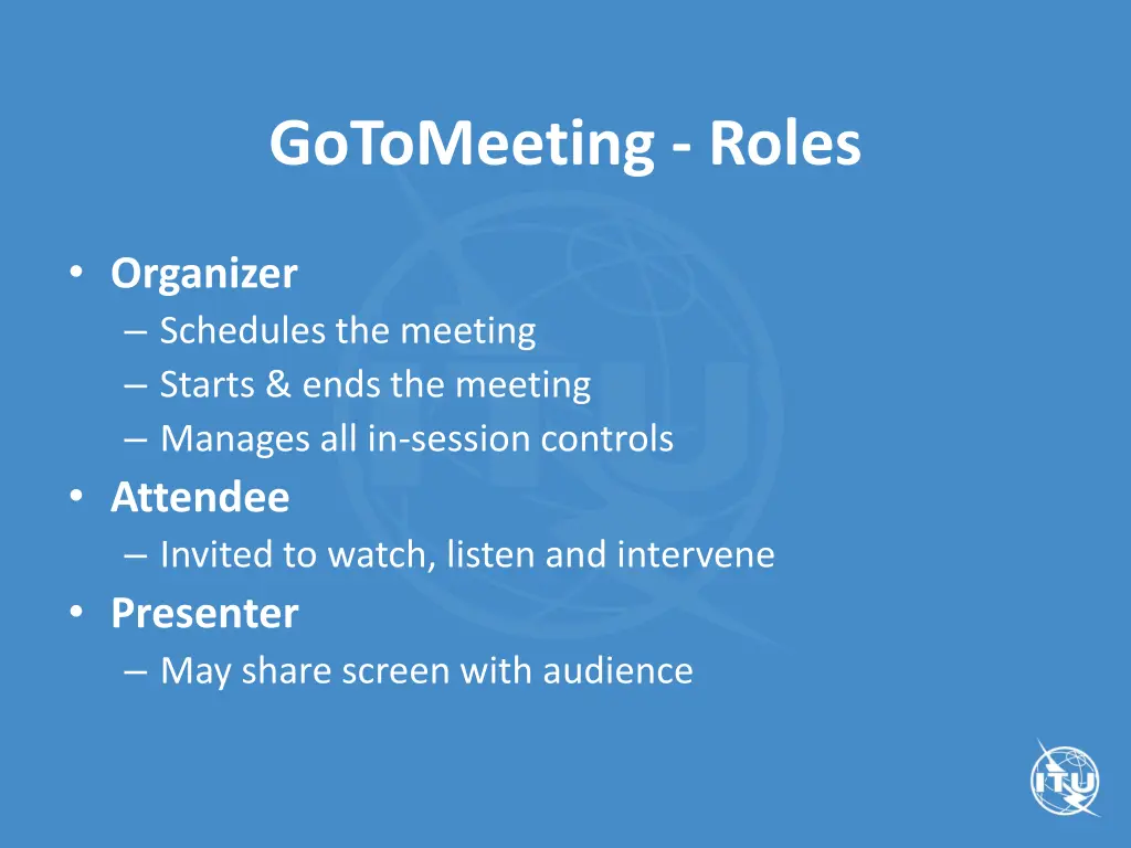 gotomeeting roles