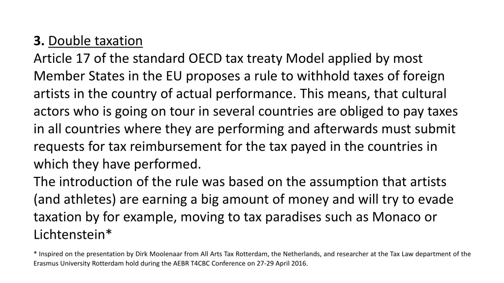 3 double taxation article 17 of the standard oecd