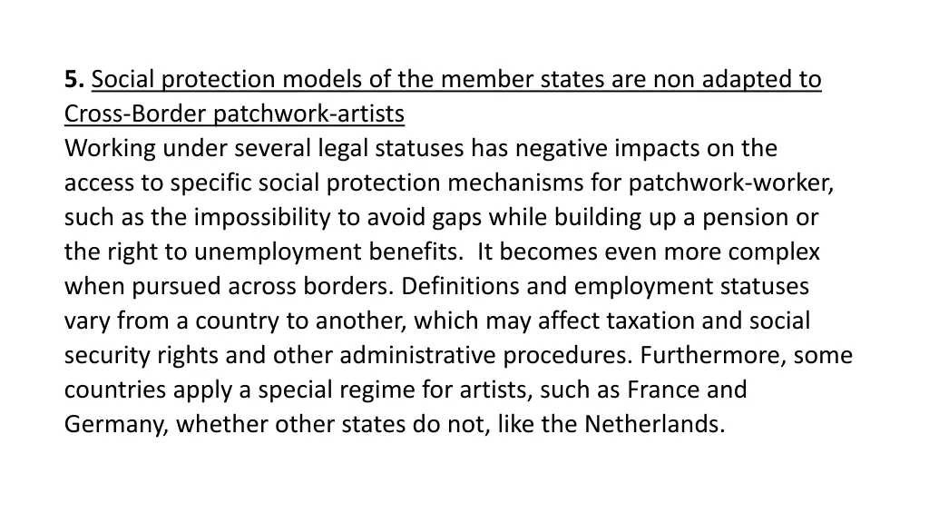 5 social protection models of the member states