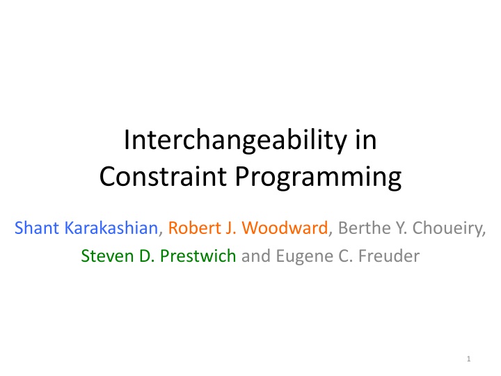 interchangeability in constraint programming