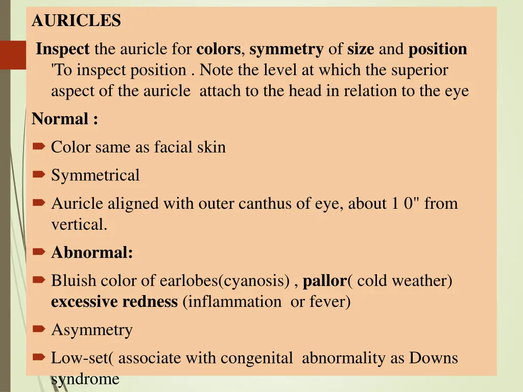 auricles inspect the auricle for colors symmetry