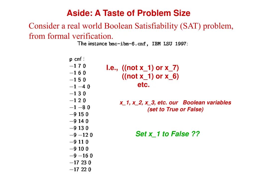 aside a taste of problem size consider a real