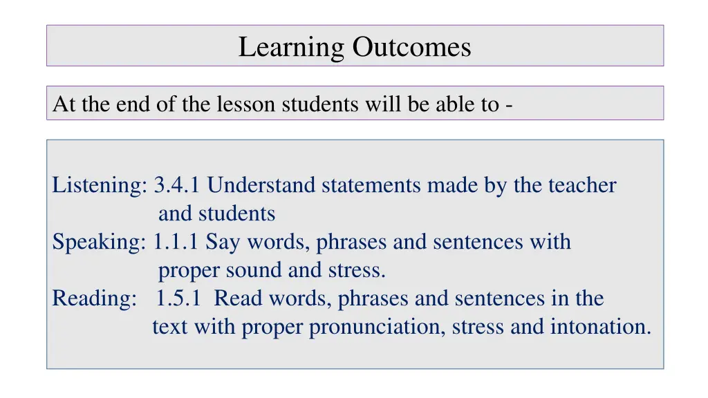 learning outcomes