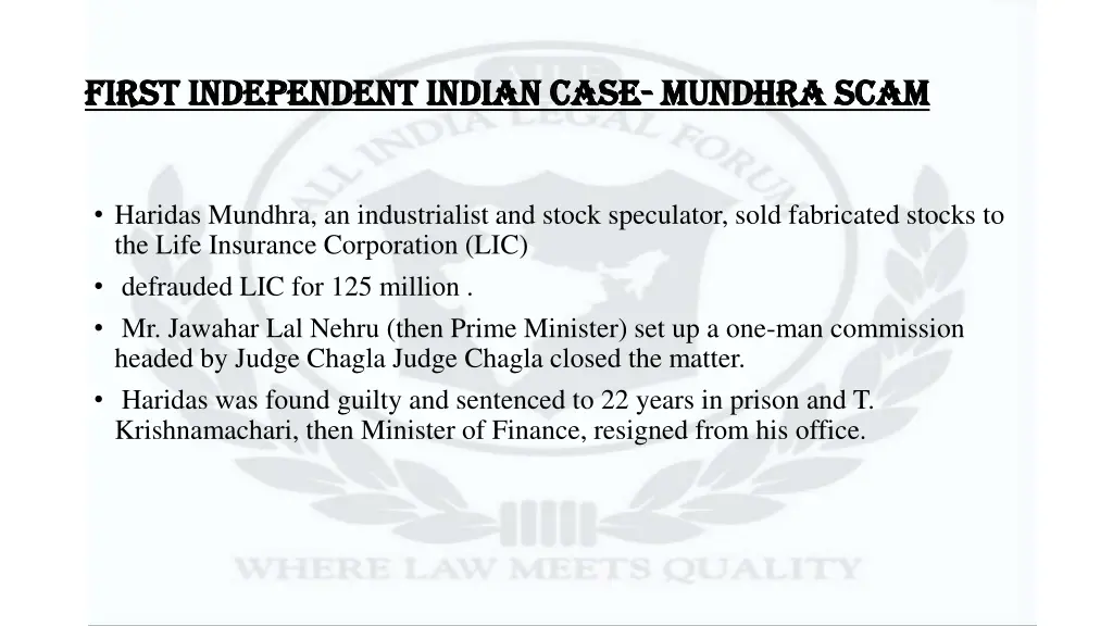 first independent indian case first independent