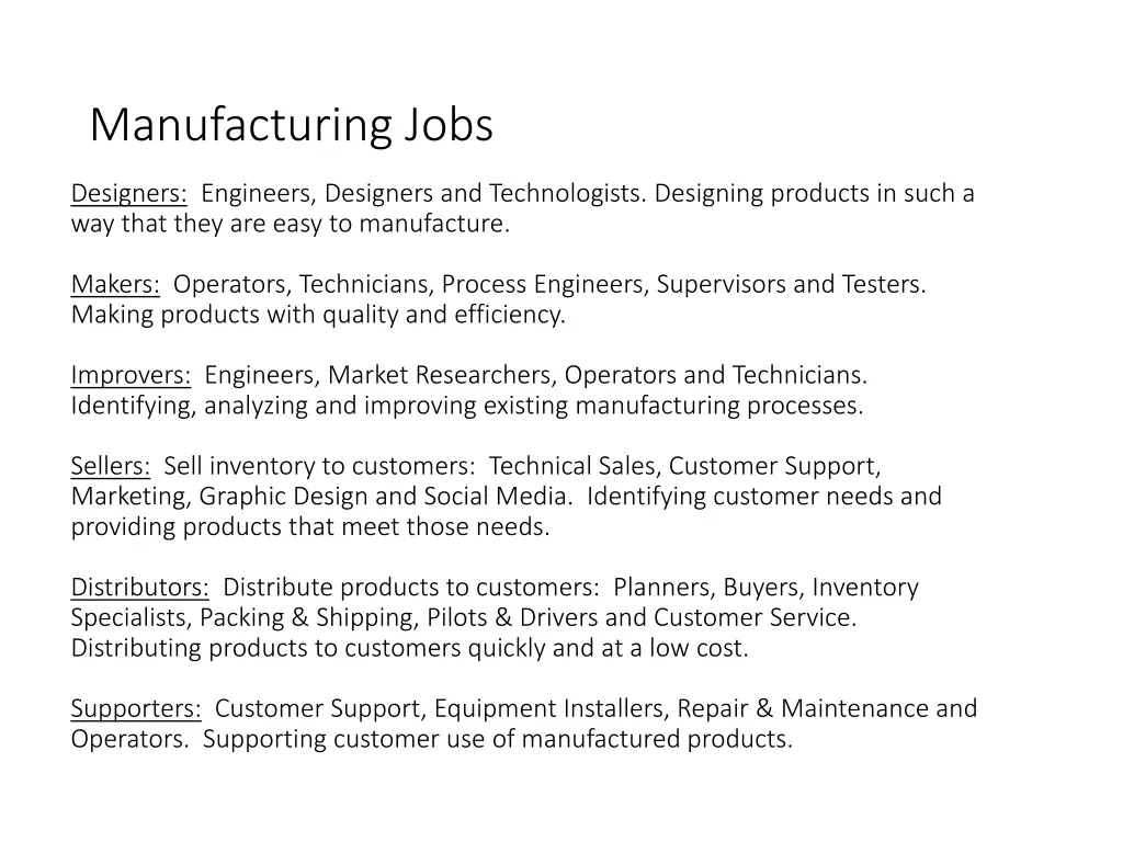 manufacturing jobs