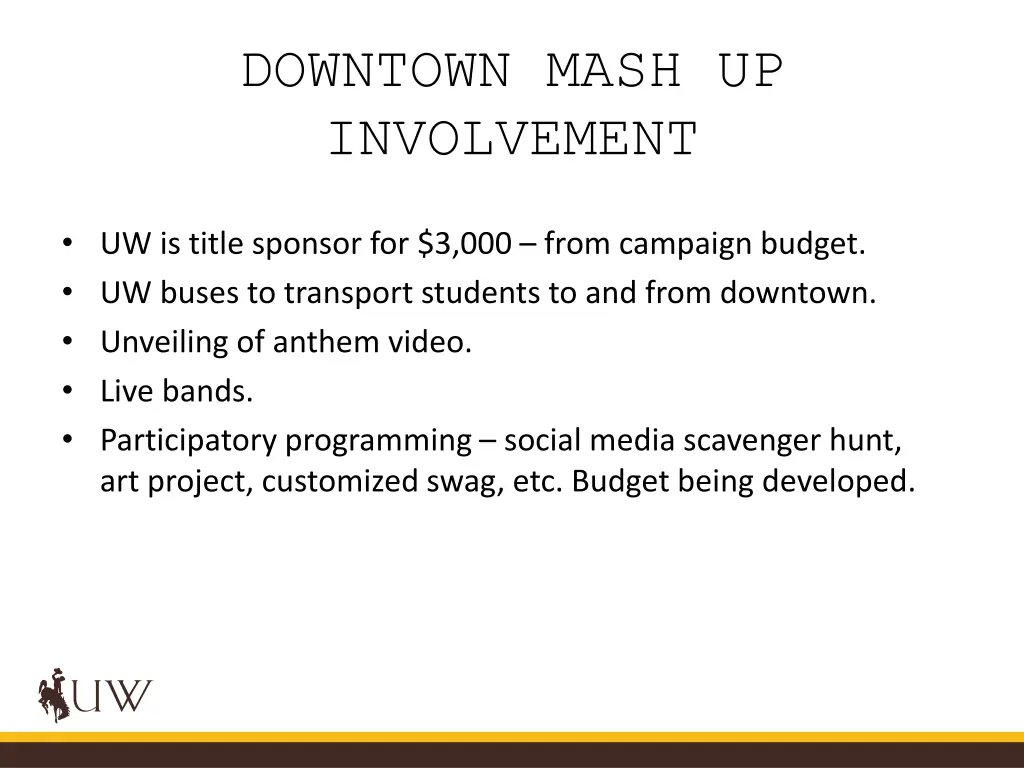 downtown mash up involvement