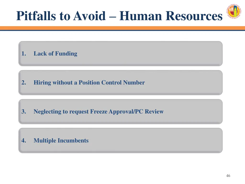 pitfalls to avoid human resources