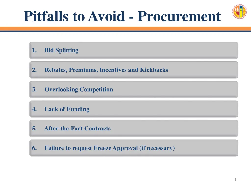 pitfalls to avoid procurement