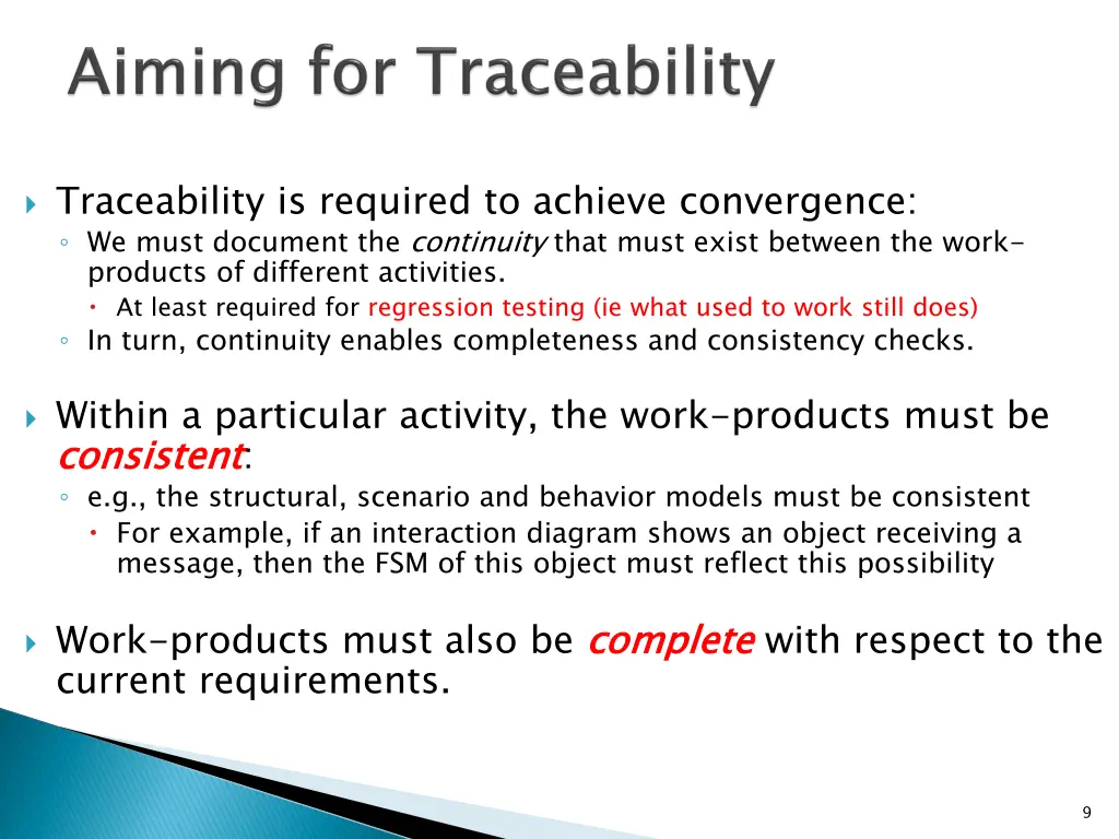 traceability is required to achieve convergence