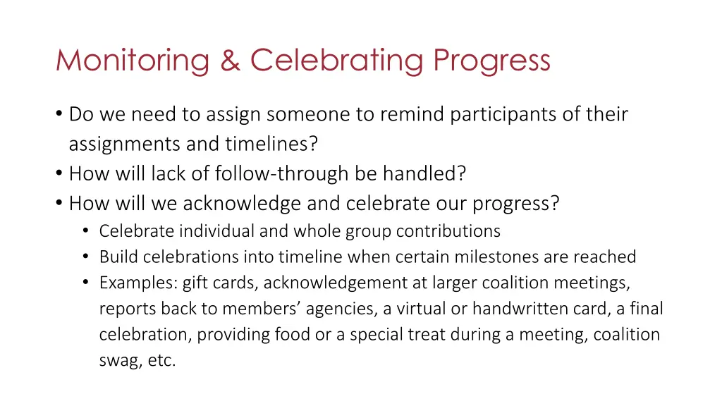 monitoring celebrating progress