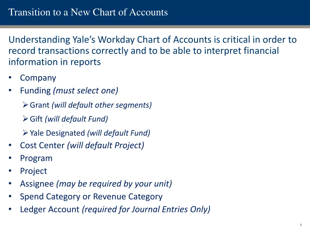 transition to a new chart of accounts