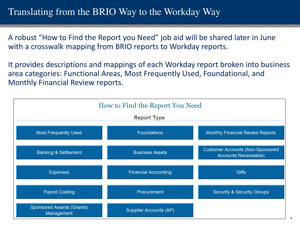 translating from the brio way to the workday way