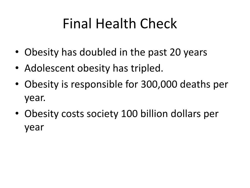 final health check