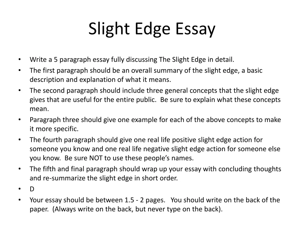 slight edge essay