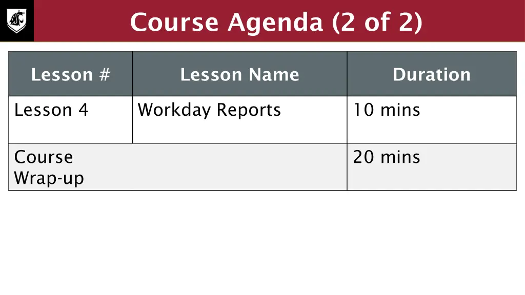 course agenda 2 of 2