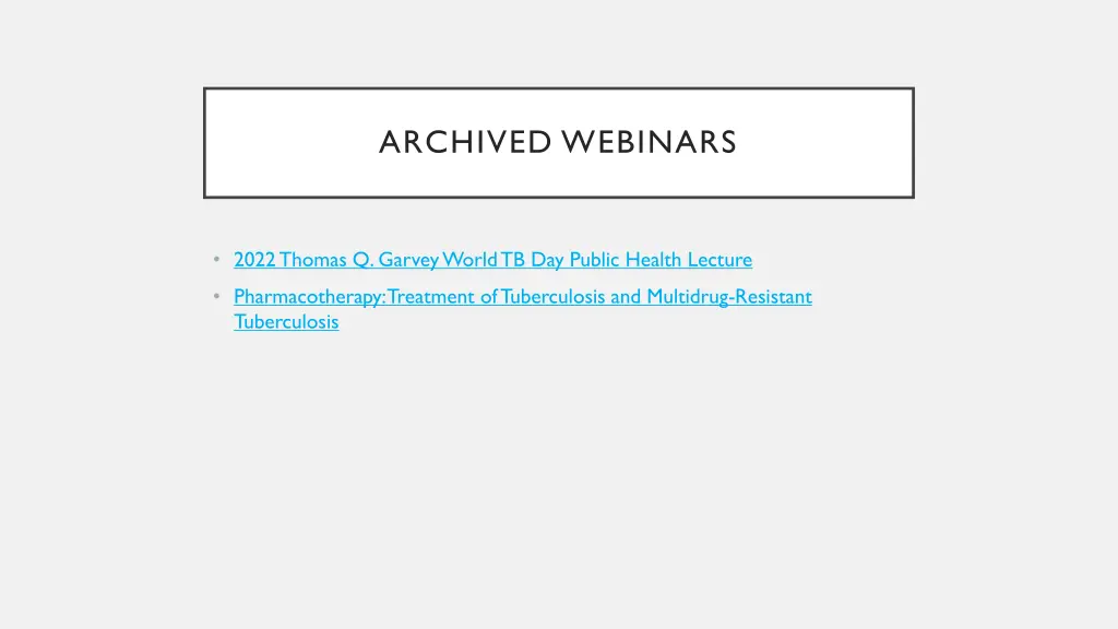 archived webinars