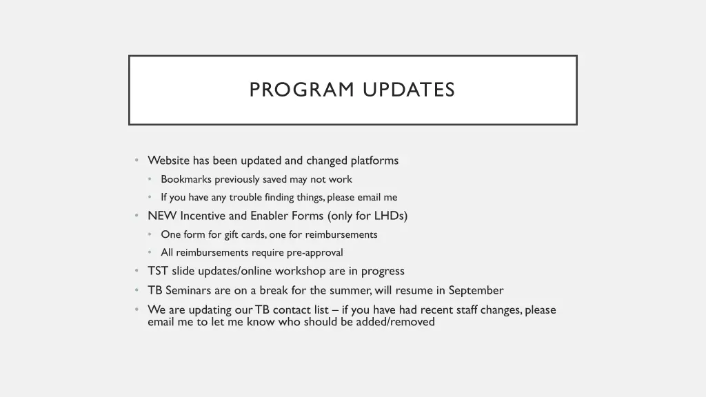 program updates 1