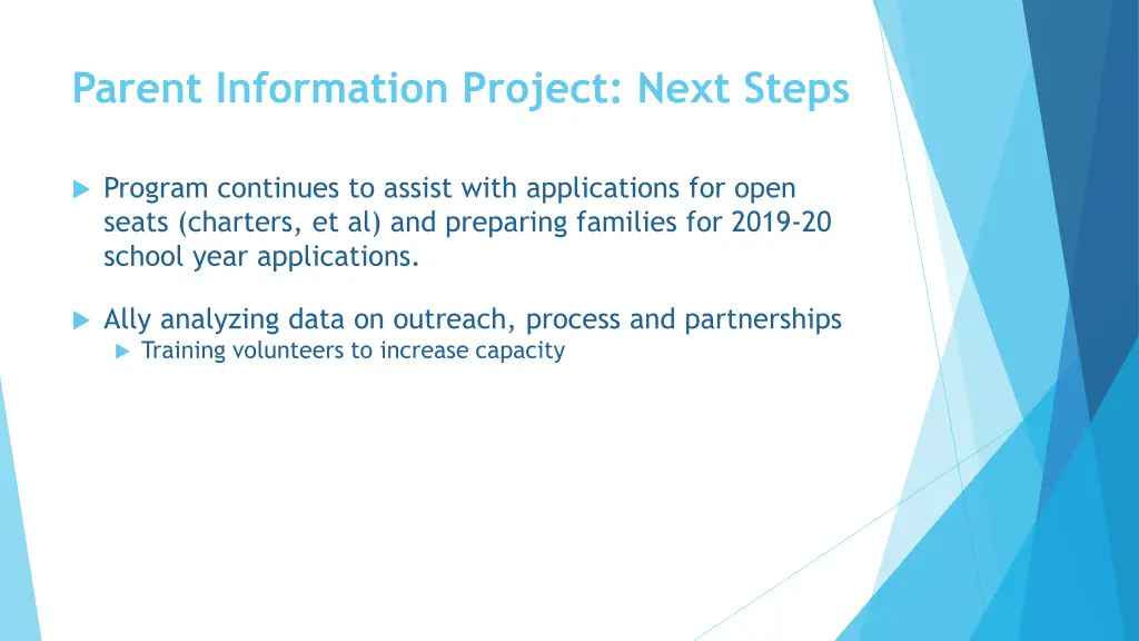 parent information project next steps