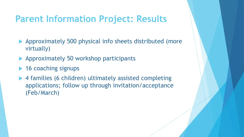 parent information project results