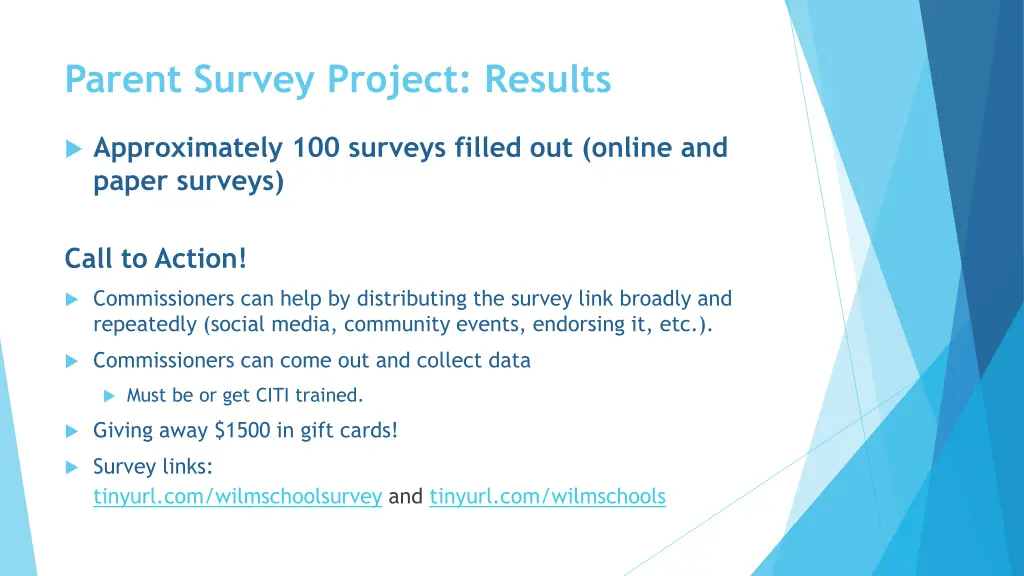 parent survey project results