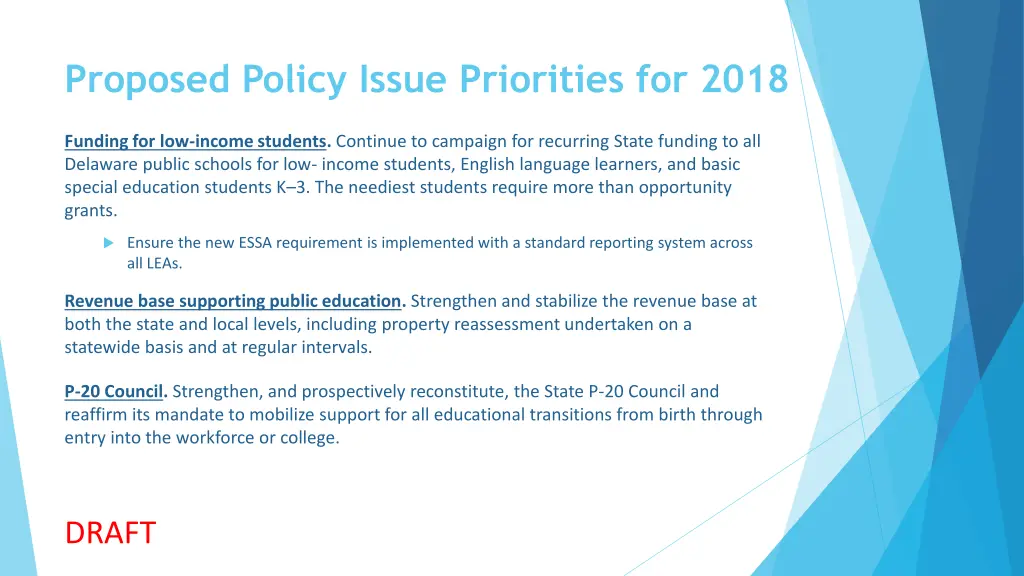 proposed policy issue priorities for 2018 1