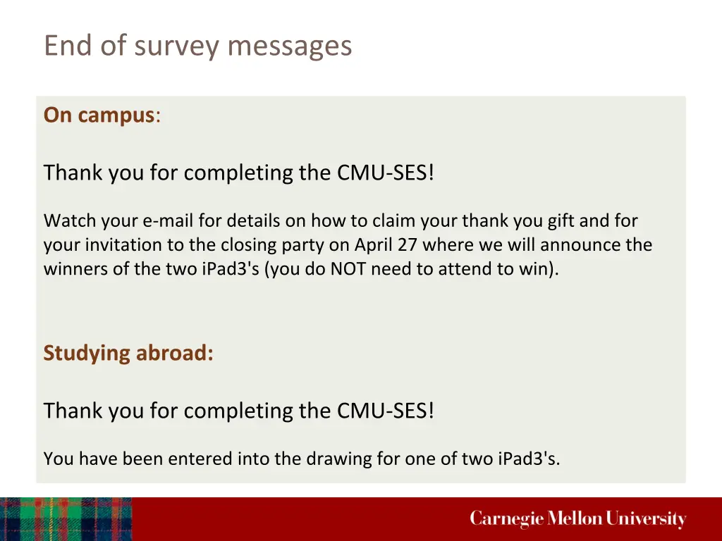 end of survey messages