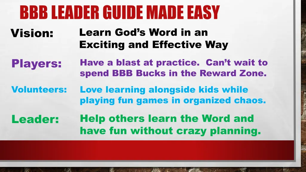 bbb leader guide made easy vision exciting