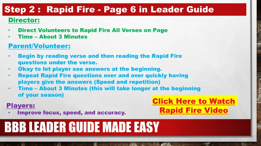 step 2 rapid fire page 6 in leader guide 1