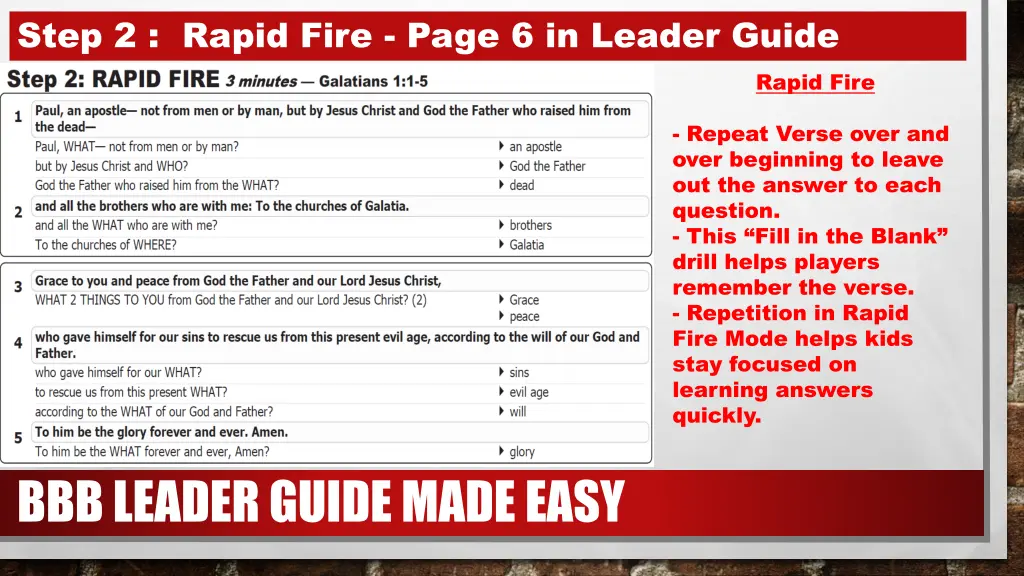 step 2 rapid fire page 6 in leader guide