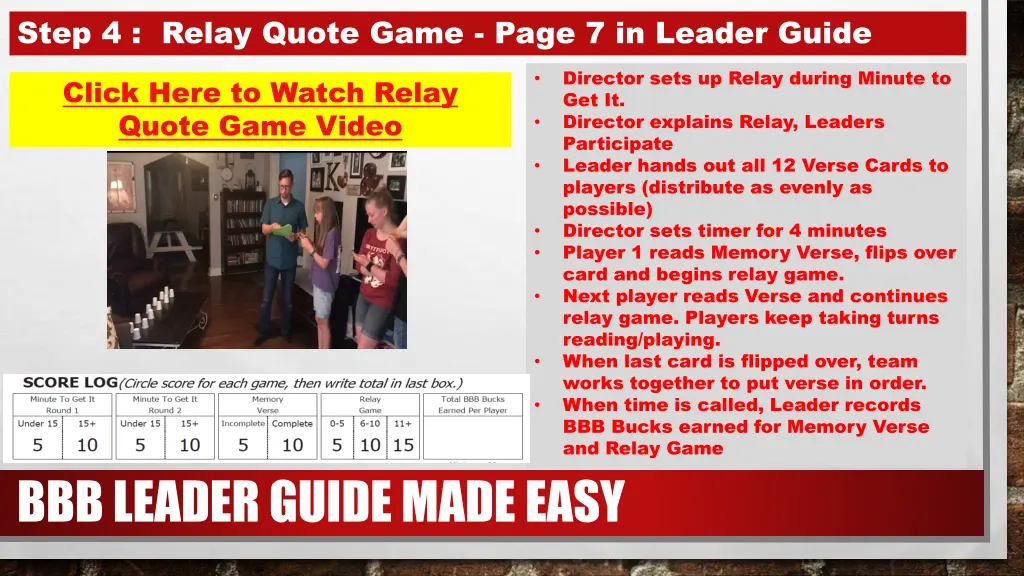 step 4 relay quote game page 7 in leader guide 1