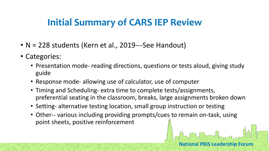 initial summary of cars iep review