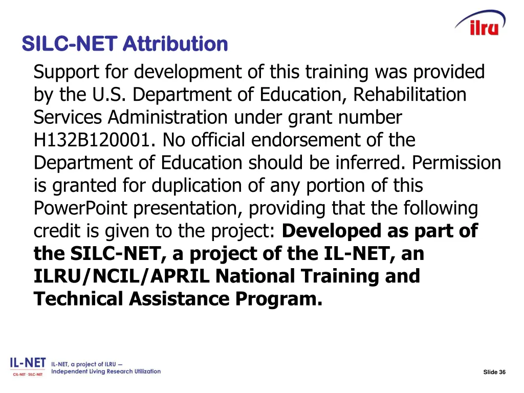 slide 36 silc silc net attribution