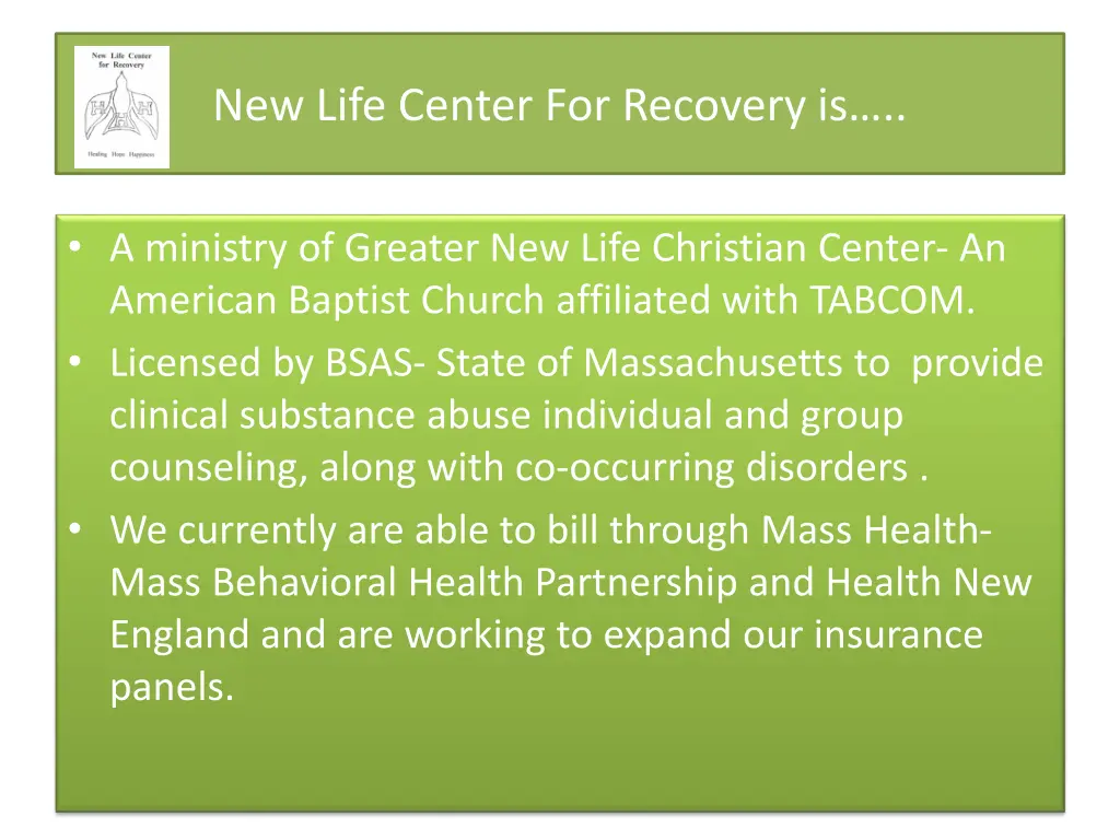 new life center for recovery is