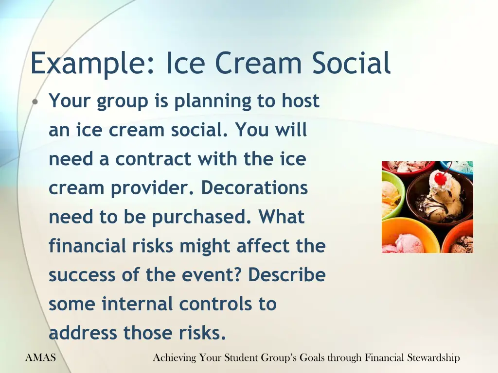 example ice cream social your group is planning