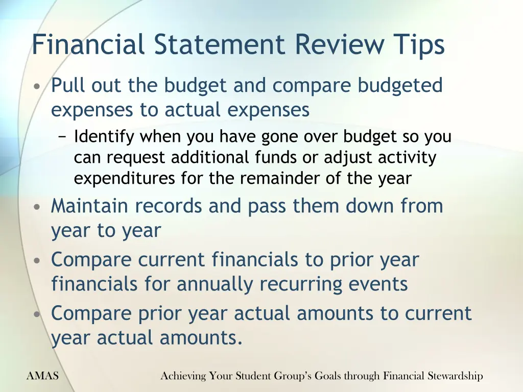 financial statement review tips