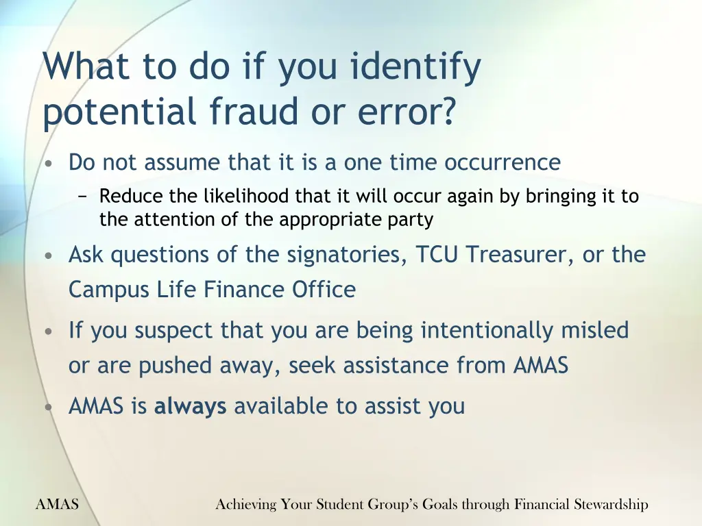 what to do if you identify potential fraud