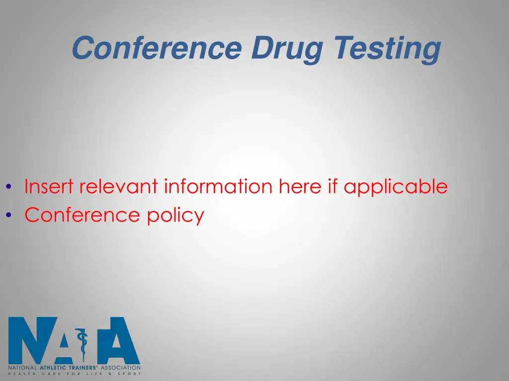 conference drug testing