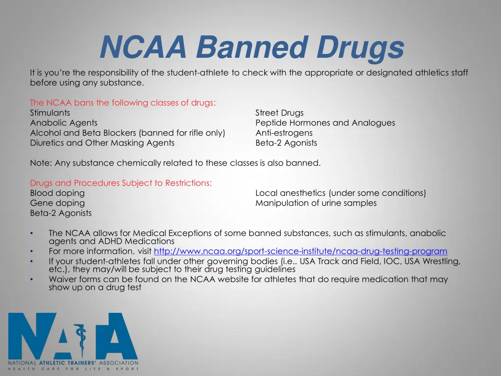 ncaa banned drugs it is you re the responsibility