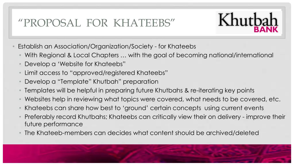 proposal for khateebs