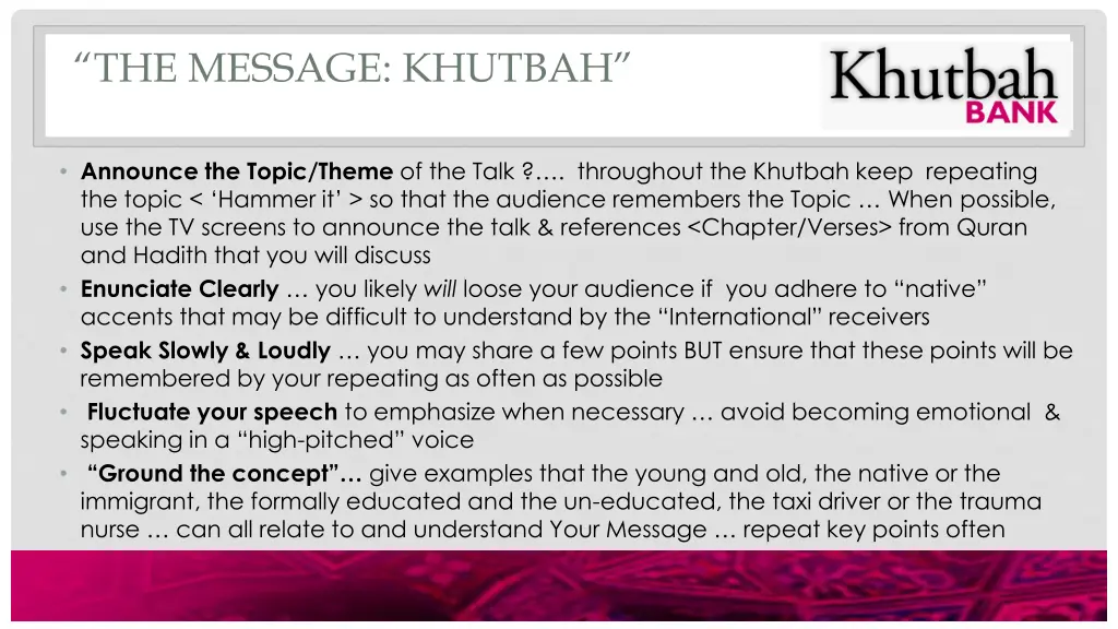 the message khutbah